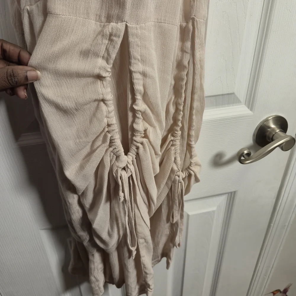 Chic 100% Cotton Wide-Leg Cream/Nude Culotte/Pants Size M Bohemian Flowy - Picture 6 of 7